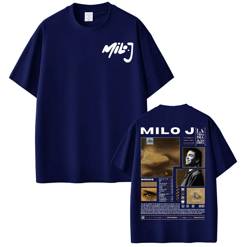 Фото Рэпер Milo J Music Album 2025 Tour Merch Футболки Хип-хоп Harajuku Уличная футболка Мужчины Женщины Повседневная хлопковая футболка большого размера №2