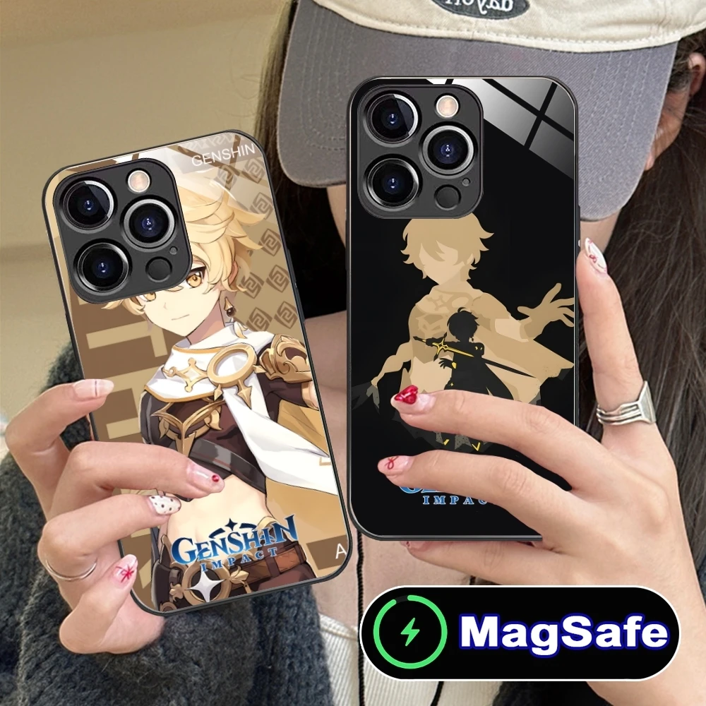 Ударопрочный чехол для мобильного телефона Genshin Aether iPhone 16 15 14 13 12 11 Pro Max Plus Mini MagSafe