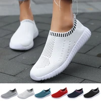 women vulcanized shoes 2022 mesh platform high quality sneakers walking loafers shoes woman knit sock flats ladies casual shoes