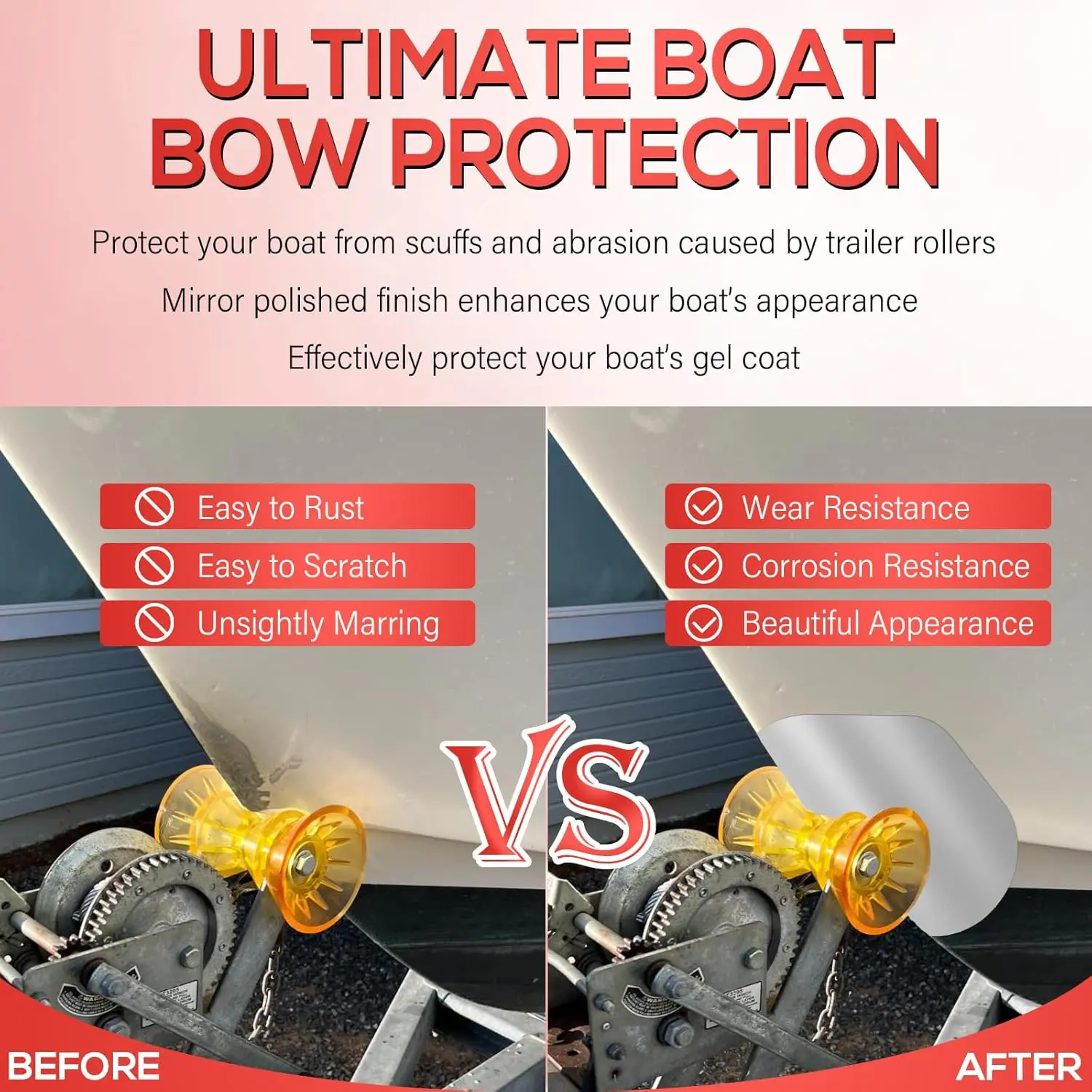 TM 80638 Защита от лука с насечкой для лодок из нержавеющей стали клейкой полировкой