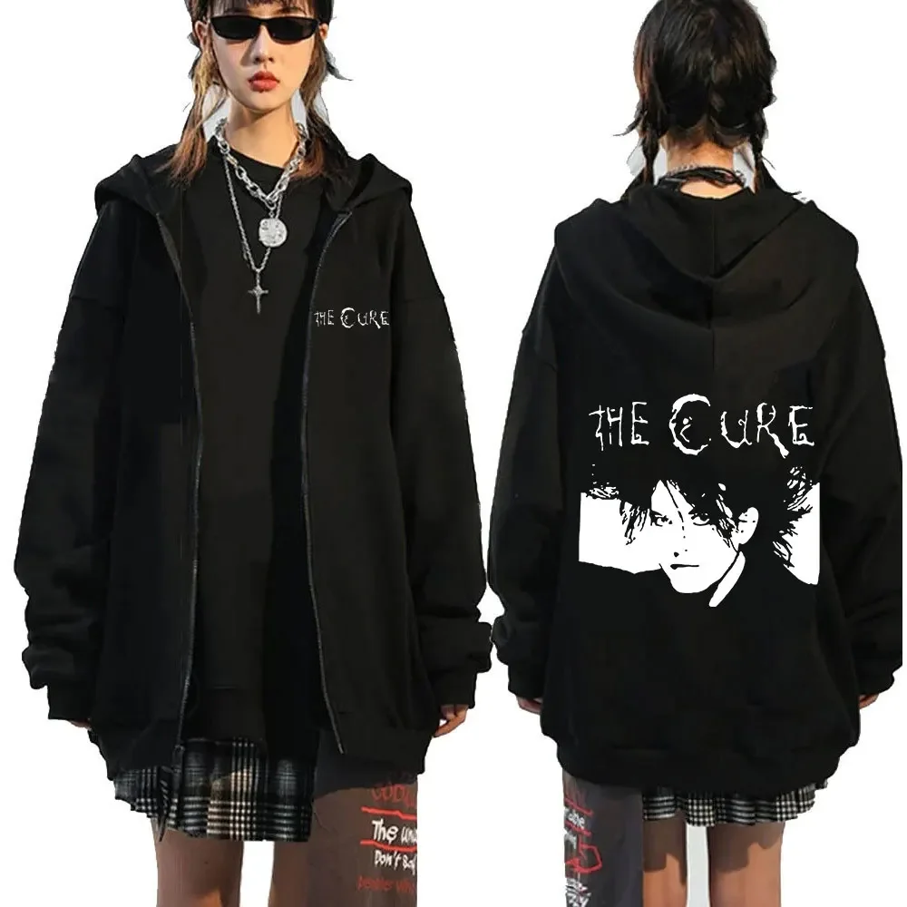 

1986 The Cure Роберт Смит толстовки на молнии Готический графический принт Толстовка Оверсайз рок-группа хип-хоп Мужская куртка на молнии