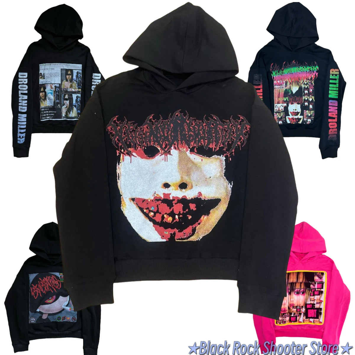 Harajuku Drolandmiller толстовки в стиле панк готики женские уличные топы толстовка для пар