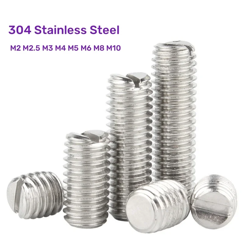 

5 ~ 20 шт. M2 M2.5 M3 M4 M5 M6 M8 M10 304 плоская головка из нержавеющей стали с плоским концом Безголовый болт с зажимом GB73