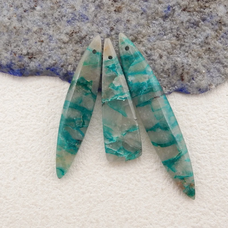 3 шт. свободные бусины из натурального камня хризокола для изготовления