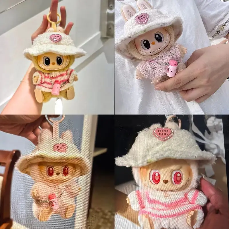 Одежда для мини-куклы 17 см синие и розовые клетчатые комбинезоны милых кукол Labubu