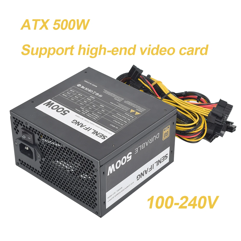 SENLIFANG Atx 500 Вт Pc PSU 80PLUS 110 В/220 В PFC черный игровой тихий источник питания Максимальная пиковая мощность 700 Вт Сертификация CE FCC