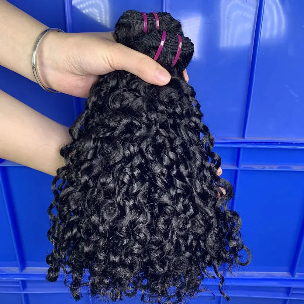 Короткие вьющиеся человеческие волосы с бахромой искусственные семейные