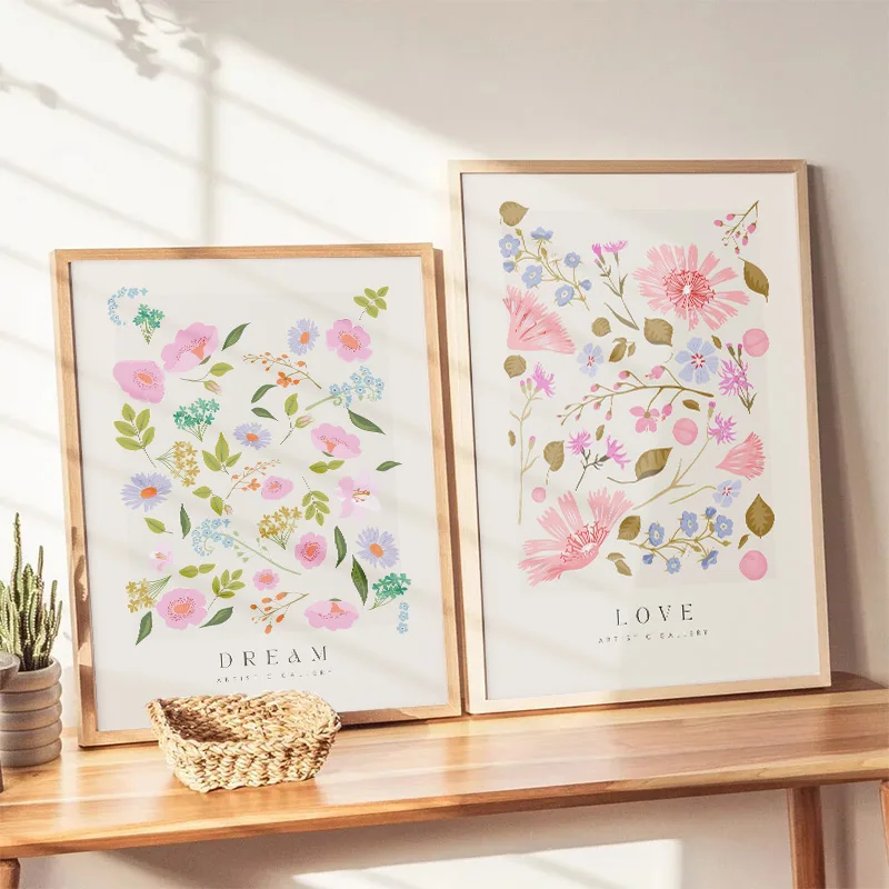 Розовый цветочный рынок модная картина на холсте авангардный эстетический