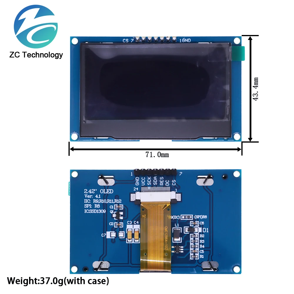 ЖК-экран 2 42 дюйма белый/желтый 42x64 OLED модуль дисплея IIC I2C SPI Serial для C51 SPD0301