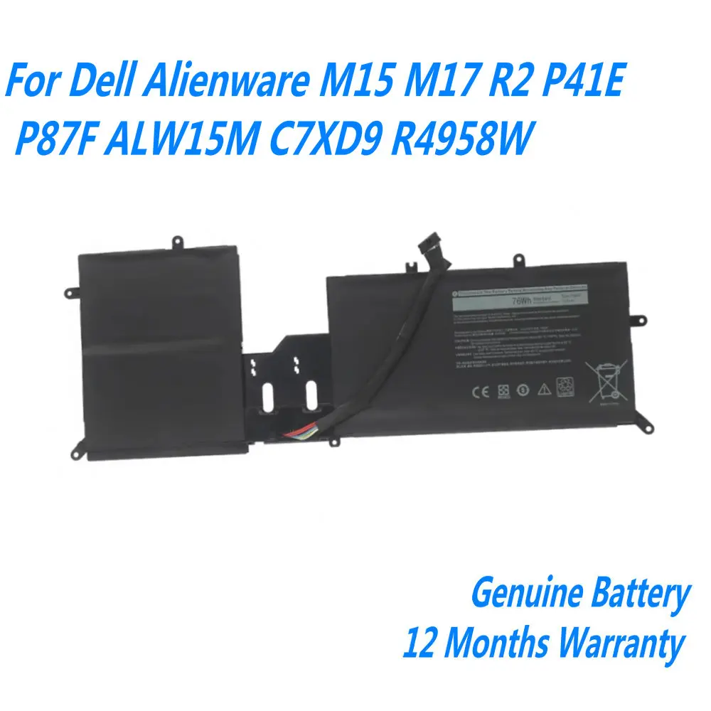 Новый аккумулятор для ноутбука Y9M6F 08K84Y Dell Alienware M15 M17 R2 P41E P87F ALW15M C7XD9 R4958W 11 4 В 76 Втч