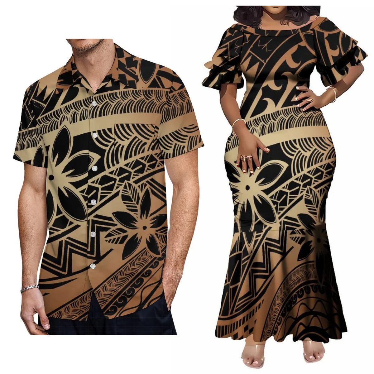 Новый дизайн Самоа Тонга Племя модный комплект для пар элегантное женское платье