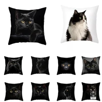 black cat pillow case cartoon funny picture print cushion cover childrens room cat coffee decorative pillowcases christmas gift