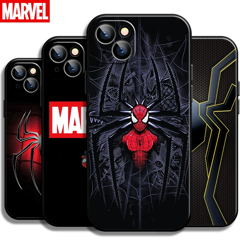 

Marvel Spiderman Logo For Apple iPhone 13 12 11 Pro Mini X XR XS Max SE 5 6 6S 7 8 Plus Phone Case Black Silicone Cover Back