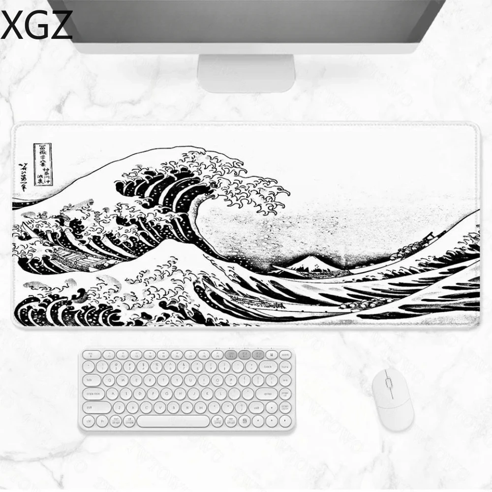 Новый XL XXL черно-белый коврик для мыши Great Waves японского искусства настольный
