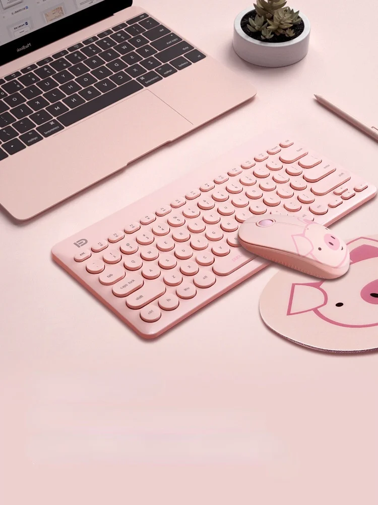 

Cute Pink Pig Wireless Keyboard and Mouse Mute Keyboard Mouse Keyboard for Laptop PC with Mouse Pad Computer Accessories Genuine