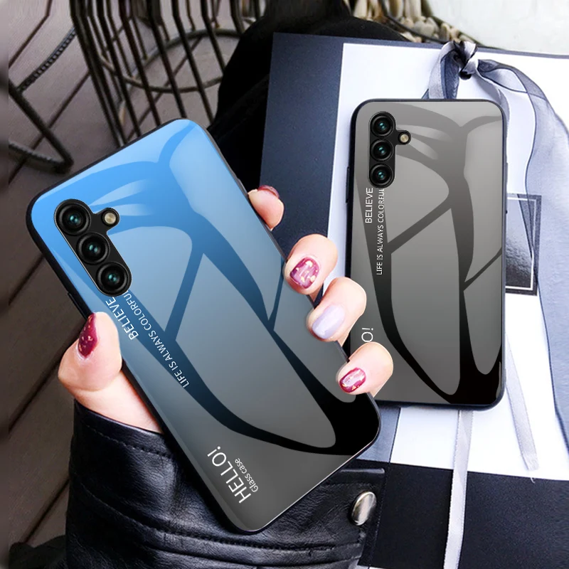 

Luxury Glass Case For For Samsung Galaxy A54 A34 A24 Gradient Non-slip Phone Case For Galaxy A54 5G Back Cover Shockproof Bumper