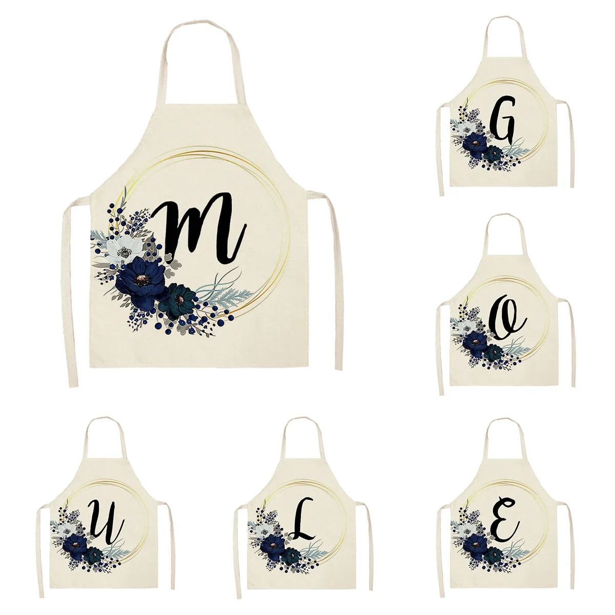 Фартук для дома с буквенным принтом устойчивый к пятнам из льна мужчин и женщин