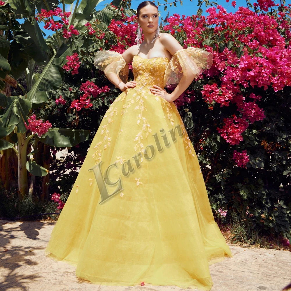 

Caroline Glamorous Tulle Sweetheart Beads Princess Evening Gowns A-Line For Women Appliques Proms Custom Made Vestido De Fiesta