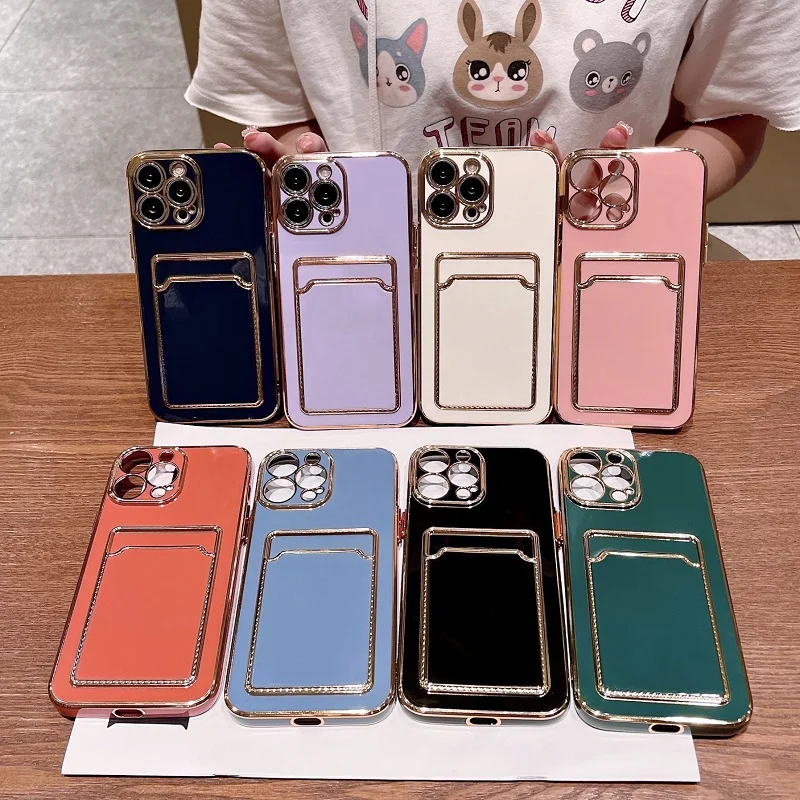 

Card For Iphone 7 8 X XS XR 11 12 13 Pro Plus Max Original Wallet Mobile Phone Case Celular Free Shipping Soft Silicone Cover