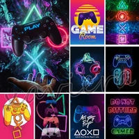 diy diamond painting gamer color game console embroidery 5d full drill play station controller cross stitch for game room decor