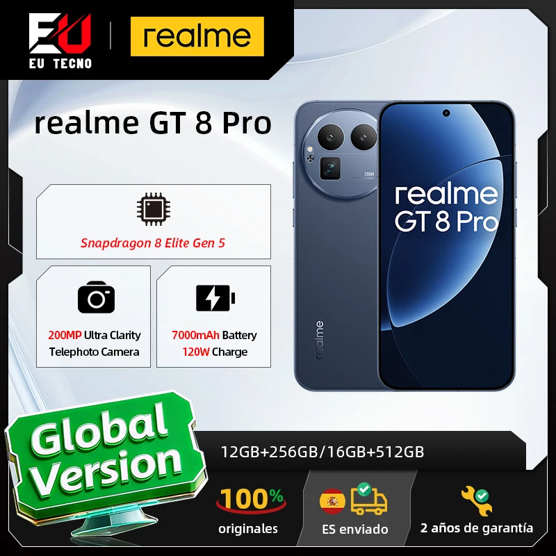 Europe Version realme GT 8 Pro 5G 200MP Ultra Clarity Telephoto Camera Snapdragon 8 Elite Gen 5 CPU 7000mAh Battery 120W Charge