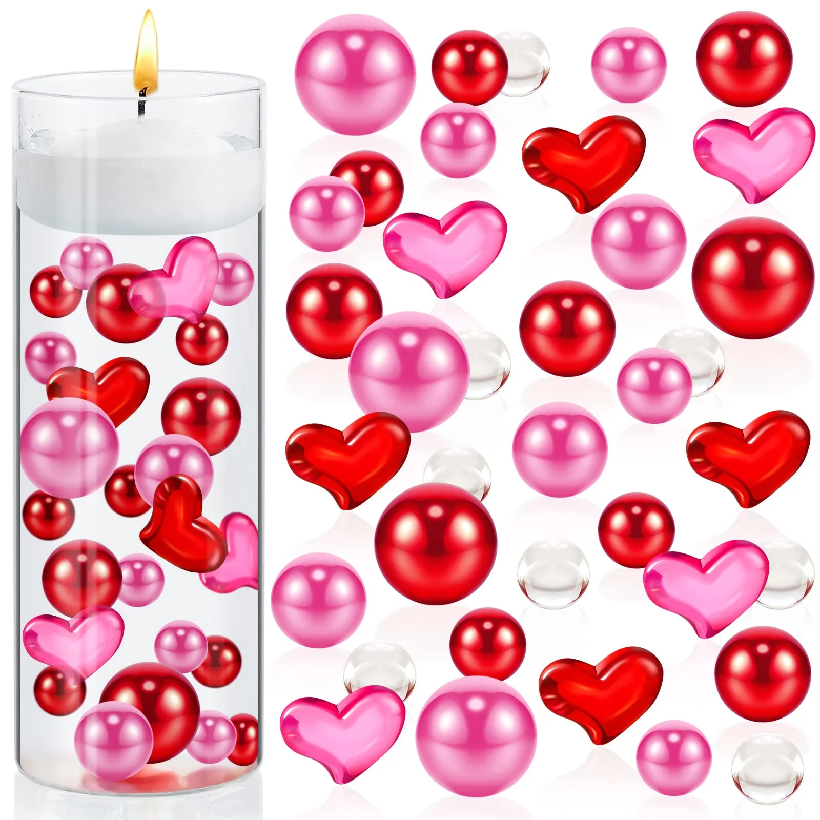 

Наполнитель для ваз на День святого Валентина, жемчуг для вазы, светильник, жемчуг, водные гелевые бусины, плавающие свечи, центральный элем...