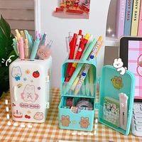 kawaii organizer refrigerator pen holder student cute large capacity desktop organizer storage creative tube pencil case