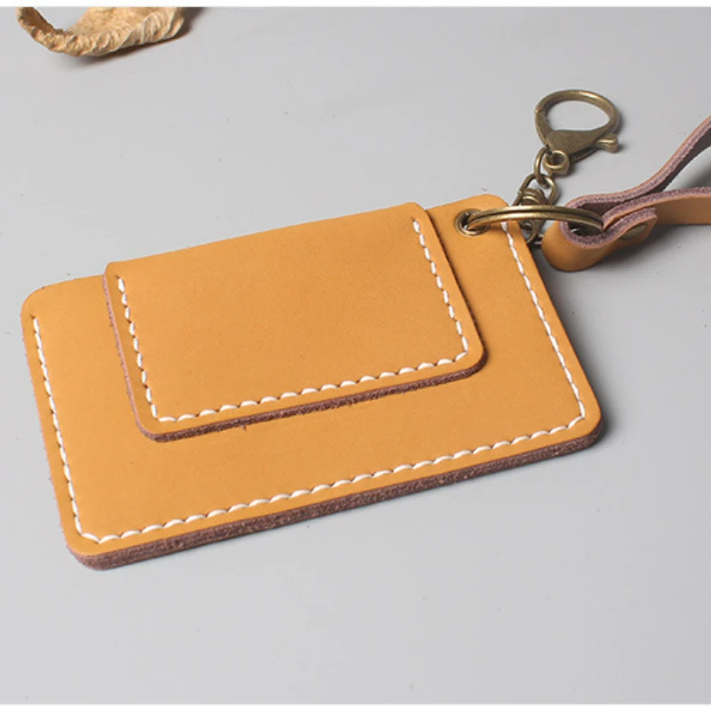 Handmade Creative Cowhide Small Card Bag Leather Bus Card Holder Men and Women Coin Purse Access Control Card Bag