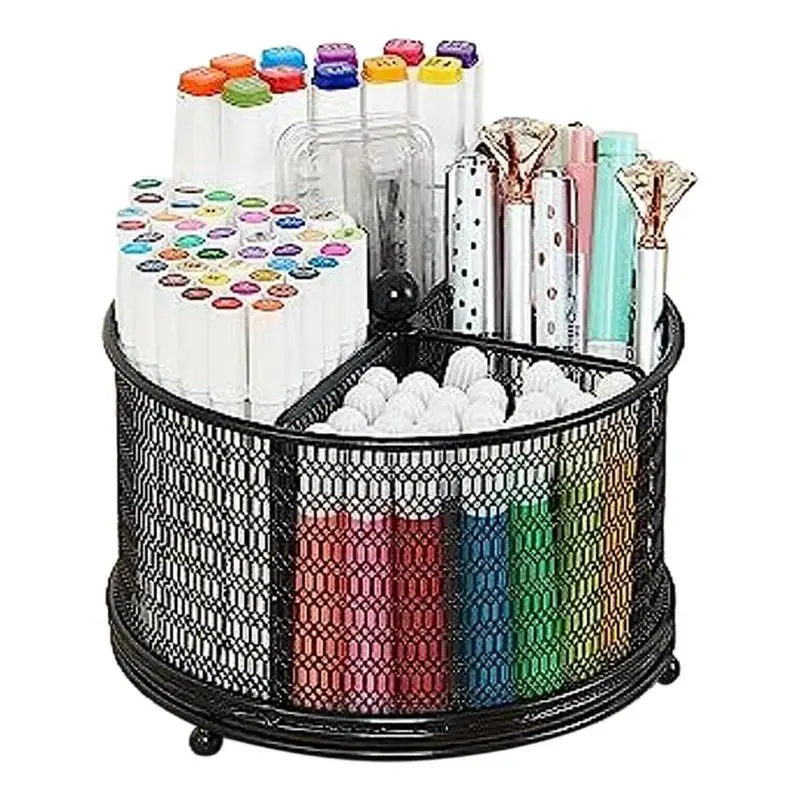 Organizer Mesh Desk Organizer With 360-degree Rotating Supply Storage Box Caddy Desktop Stationery And Art Supply