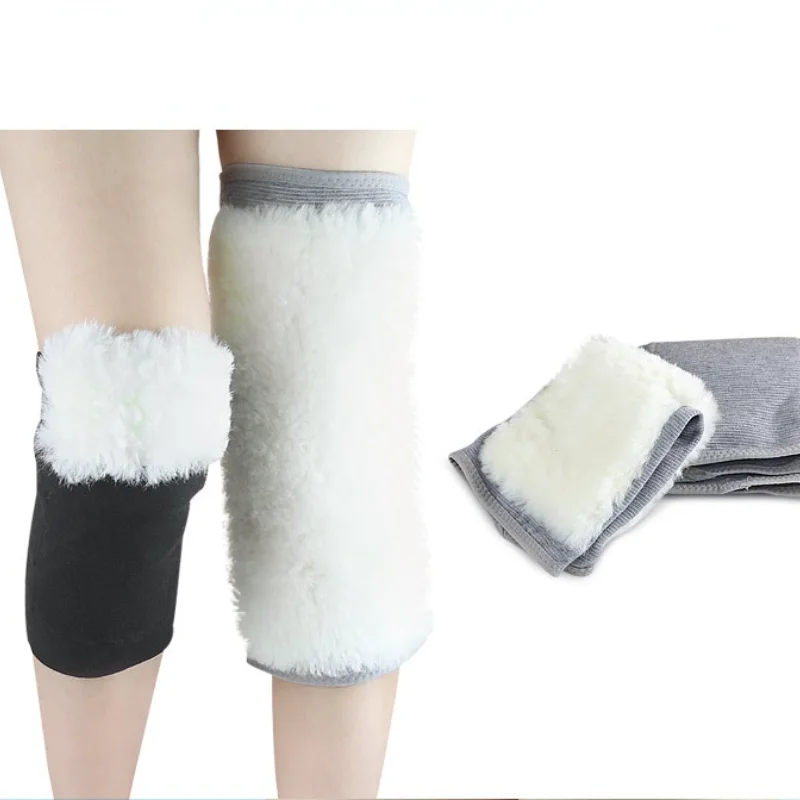 

2 Pcs Autumn Winter Warm Fleece-lined Knee Pad for Men Women Old Cold Leg Arthritis Air Conditioning Knee Pads Furry Leg Warmers