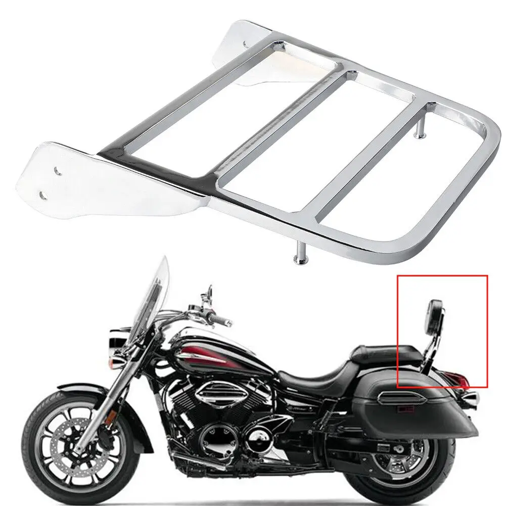 Chrome Sissy Bar Luggage Rack For Yamaha V-Star 400 650 1100 XVS Classic 00-2011