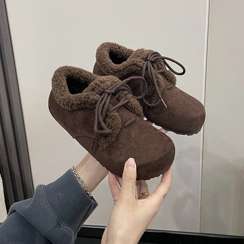 Новые женские зимние хлопковые ботинки на плоской подошве модные нескользящие