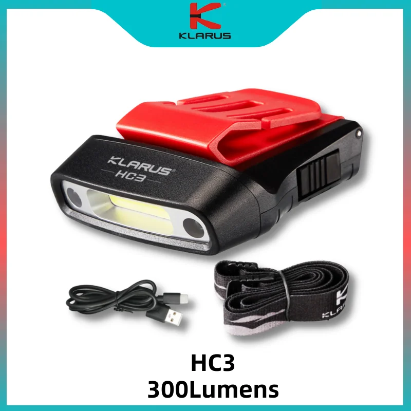Klarus HC3 100Lumens Motion-Sensing Visor Clip Lamp USB Rechargeable COB+LED Headlight Built-in Battery