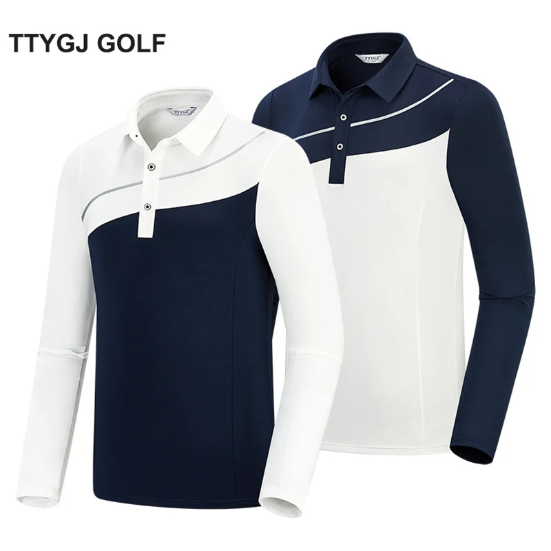 

2022 Spring/Summer Golf Clothing Couples Long Sleeve Contrast Lapel Ball Suit T-Shirt Men/Women's Polo Shirt Sports Casual Top
