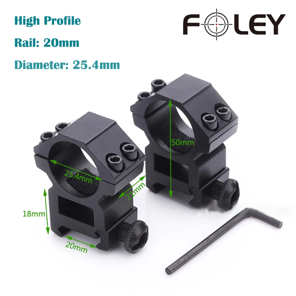 

2pcs/Set 30mm 25.4mm Diameter High Profile Rifle Scope Rings Fit 20mm Picatinny Rail Mount