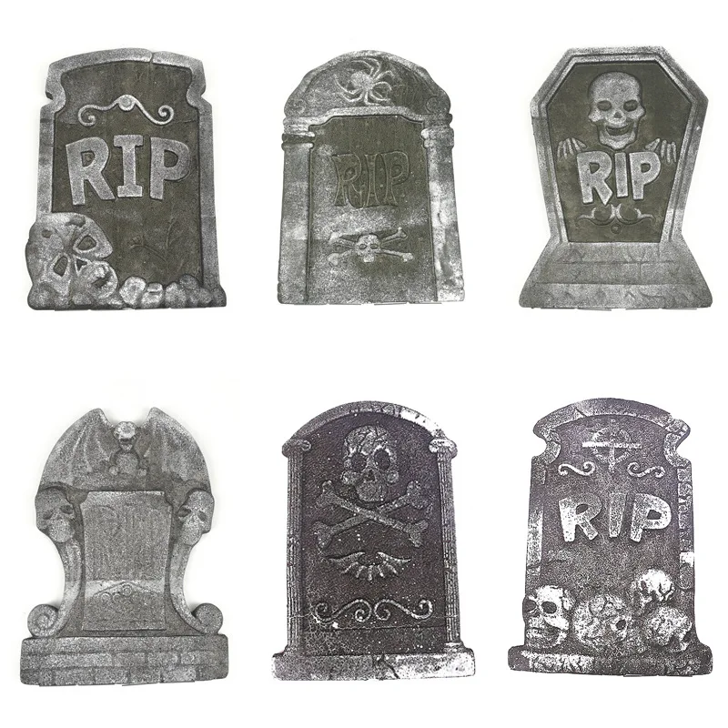 

2023 Halloween Ghost Party Decor Foam RIP Tombstone Haunted House Bar Set Skull Tombstone Horror Atmosphere Venue Layout
