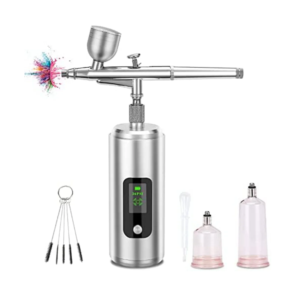 

Airbrush Kit with Compressor Portable Handheld Cordless with LCD Screen for Nail Art, Painting, , Cookie, Mode