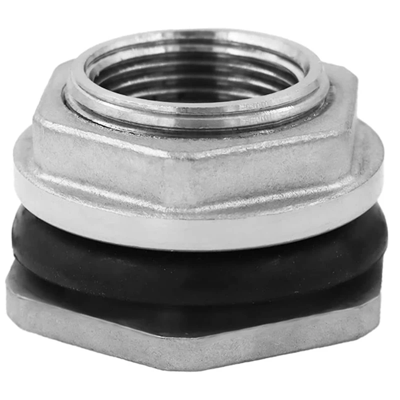 

Bulkhead Fitting SUS304 Stainless Steel Thru-Bulk Fitting For Rain Barrels,Aquariums 1/2Inch