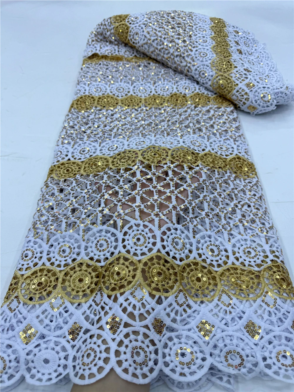 2024 белые золотые блестки лазерное шитье Водорастворимая французская