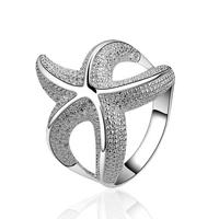 high quality starfish silver rings for women men female cute starfish crystal infinity ring bague argent 925 accessories