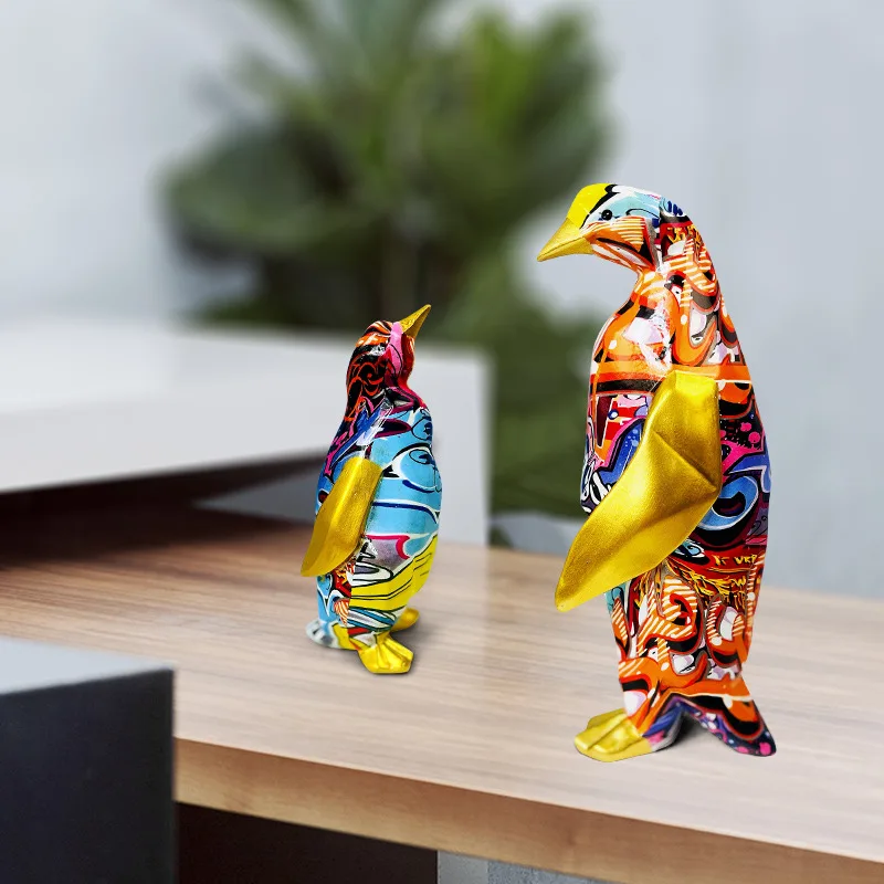 

Resin Statue Penguin Figurines Animal Ornaments Artifact Home Living Room TV Cabinet Ornaments Office Ornaments