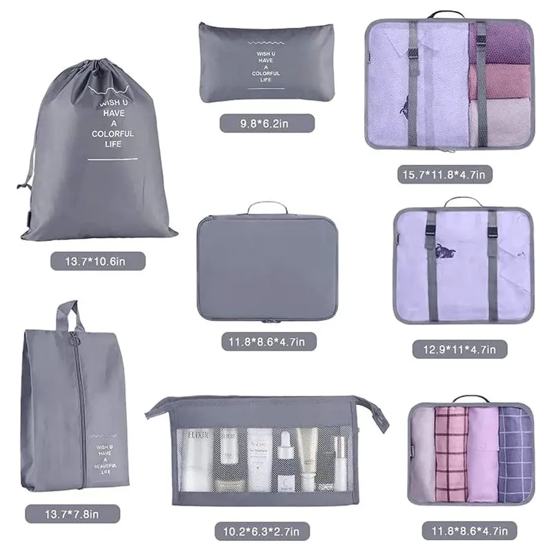Packing Cubes for Suitcase - 8 Pcs Travel Packing Cubes Lightweight Suitcase Organizer Bags Set