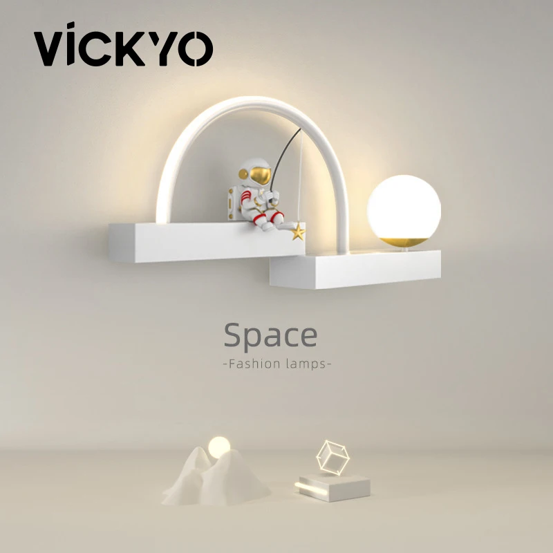 

VICKYO Modern Wall Lamps LED Indoor Sconce Lamp Bedroom Children's Room Modern Home Decor Creative Astronaut Night Light