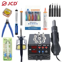 jcd 3 in 1 800w soldering station led digital rework station solder iron with usb charging for phone pcb ic smd bga welding tool