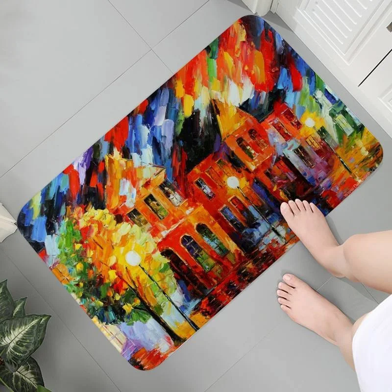 

Kitchen Mat Bathroom Floor Carpet Doormat Washable Anti Slip Rug Coffee table Autumn Watercolor Art Parlor Mat Prayer Rug