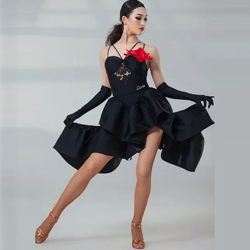 

Женский наряд для латиноамериканских танцев, платье с подтяжками в виде рыбьего лотоса, Женский танцевальный Самба для бальных танцев и румбы, танцевальный костюм для выступления на сцене