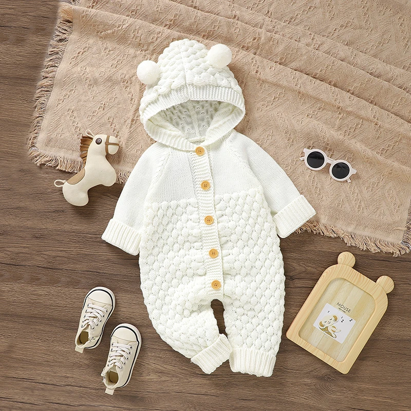 

Детский трикотажный комбинезон с капюшоном, с длинным рукавом