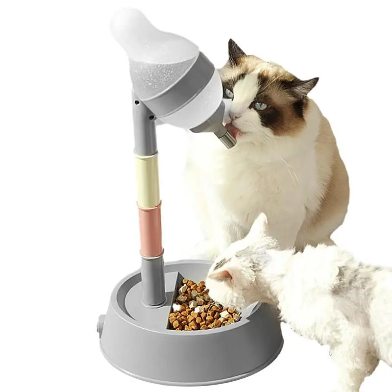 

Cat Food Dispenser Food Feeder & Non-Spill Water Dispenser 2 In 1 Pet Food Water Dish 2.2L Food And 528ML Waterer For Cat Dogs