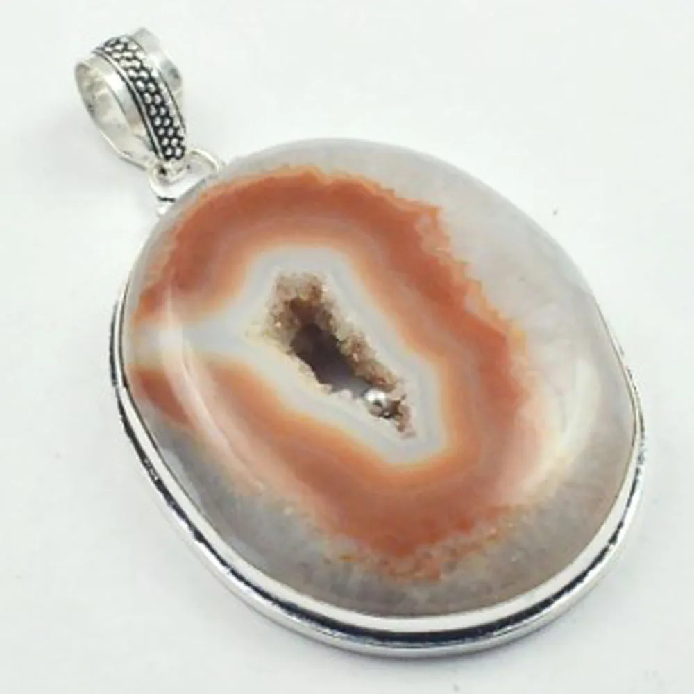 

Botswana Agates Pendant Silvers Overlay over Copper, USA Size 68mm , P4962