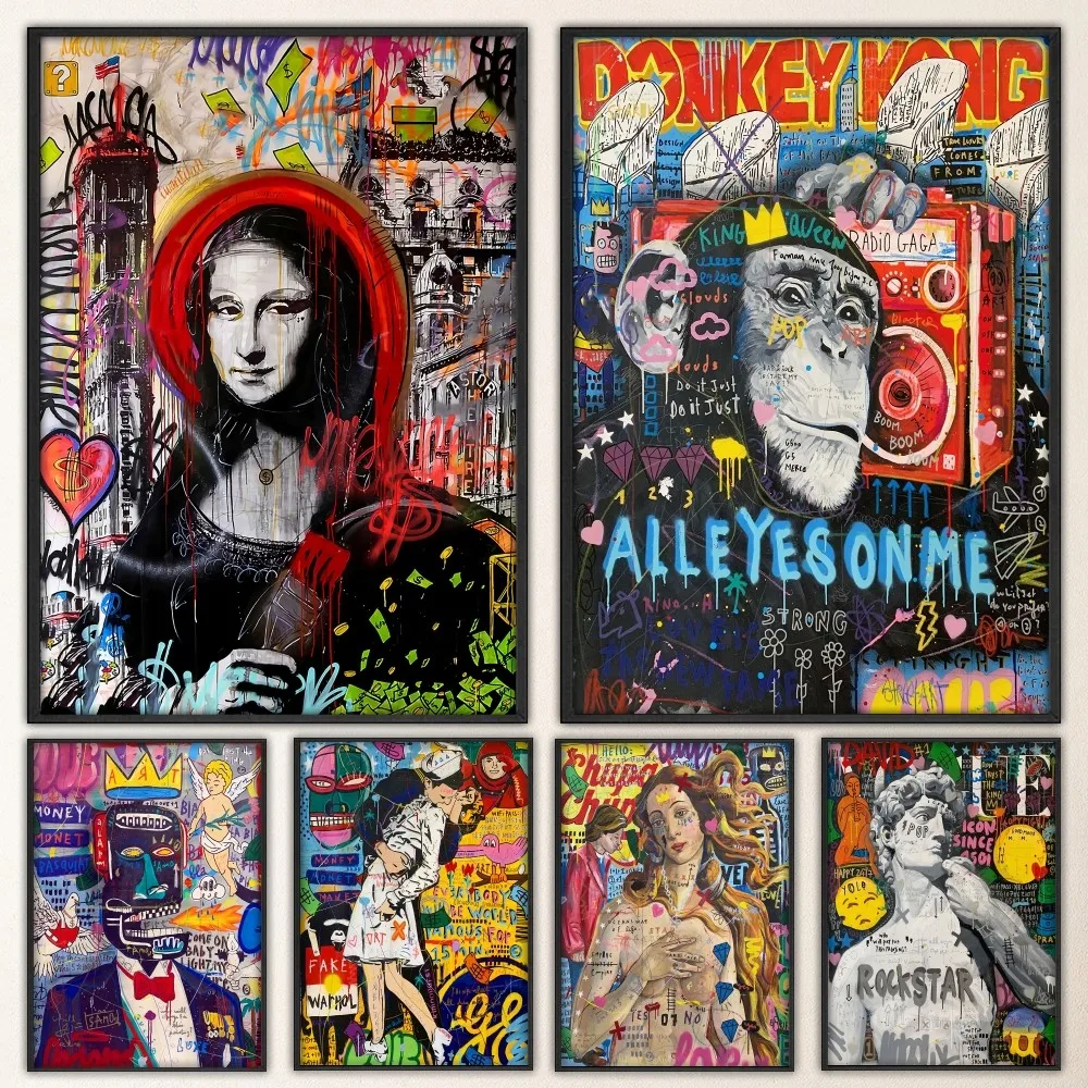 Интересная Мона фантазийный постер наклейка на стену для гостиной бара